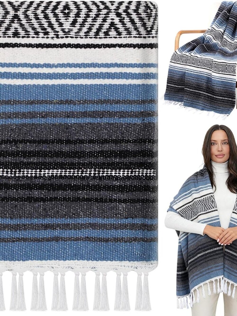 Mexican Blanket Woven Authentic Falsa Throw 45 x 70 Inch – Authentic Baja Serape